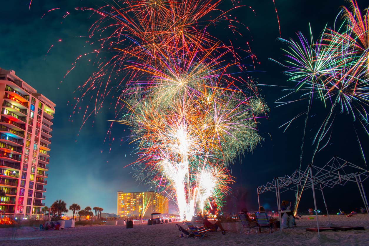 July 4th Fireworks on the beach in Florida